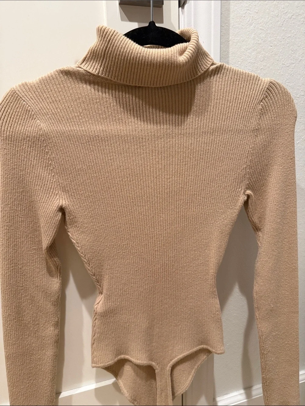Abercrombie and fitch Beige Turtleneck Ribbed Sweater Bodysuit